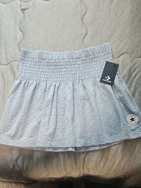 Converse Pale Blue Mini Skirt with Smocked Waist